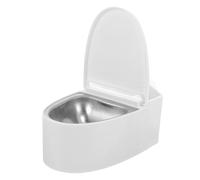BESPORTBLE Cenicero de Pared Tapa y Diseño Retro en Forma de Inodoro, Acero Inoxidable y Plástico Resistente, a Prueba de Viento, Adecuado para Baño Interior y Oficina, Mini Cenicero