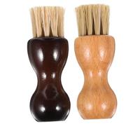 BESPORTBLE Cepillo para Lustrar Zapatos y Botas Ovalado 2 Unidades Set Madera Natural y Madera Oscura Cerdas Suaves para Limpieza Profunda Cuidado De Cuero Viaje Uso Profesional
