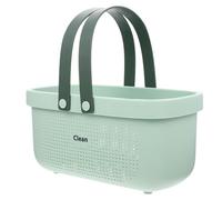 BESPORTBLE Cesta de almacenamiento portátil para baño, cesta verde de gran capacidad con doble asa, organizador de artículos de tocador