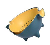 BESPORTBLE Cesta de Drenaje Doble Capa para Cocina, Colador de Frutas y Verduras con Filtro, Escurridor Enrollable Grande Azul y Amarillo, Portalavados Práctico para Fregadero, Cesta