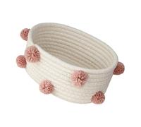 BESPORTBLE Cesta Organizadora Pequeña Tejida de Algodón Rosa para Cosméticos y Artículos Diversos, Contenedor Abierto para Hogar, Dormitorio y Baño, Soporte Decorativo y Funcional