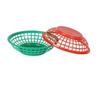 BESPORTBLE Cesta para Aperitivos y Frutas de Plástico Hueca, 2 Piezas en Verde y Rojo, Organizador para Almacenamiento Doméstico y Cocina, Cesta Pequeña para Snacks y Verduras Reutilizable