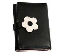 BESPORTBLE Clip de Dinero del Estudiante Flores Billetera Adolescente Llave Cartera de Mujer Edad de adolescencia Billetera Chicas Lindo Monedero Bolso pequeño Cuero PU Black