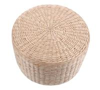 BESPORTBLE Cojín de Asiento de Paja Tejida Redondo para Taburete Infantil de 30 CM Diámetro y 20 CM Grosor Esterilla de Yoga Artesanal Ligera y Resistente para Hogar Exterior y Cafetería
