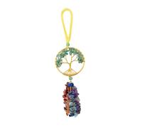 BESPORTBLE Colgante Árbol Vida Cristal Verde con Chakras Adorno Colgante para Ventanas y Lámparas Decoración Natural con Piedras de Sanación y Minerales