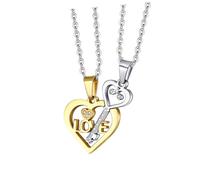 BESPORTBLE Collar Clásico Colgante de Corazón y Llave en Acero Inoxidable, Cadena de 55 Cm, Joyería Decorativa para Mujer y Hombre, Accesorio Romántico para Regalos de San Valentín