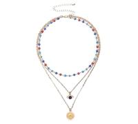 BESPORTBLE Collar Clavícula de Mal de Ojo Dorado Multicapa, Gargantilla de Cadena para Mujer y Niñas, Joyería de Ojo Protector para Uso Diario y Fiestas, Estilo Moderno y Llamativo