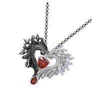 BESPORTBLE Collar Colgante de Corazón Rojo Alas Negras Aleación Duradera para Mujer Obsequio de Aniversario San Valentín y Cumpleaños Joyería Elegante para Novia y Esposa