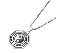 BESPORTBLE Collar Colgante de Yin Yang y Tai Chi, Cadena de Suéter Larga, Acero de Titanio, Unisex, para Mujer y Hombre, Uso Diario y Obsequio, Diseño Ligero y Resistente, Color Negro