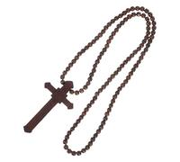 BESPORTBLE Collar Cruz Madera Cuentas Religiosas Unisex Rosario Oración Colgante Moderno Cómodo Ligero para Mujer Hombre