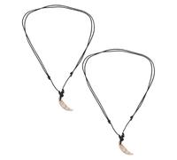 BESPORTBLE Collar de 2 Piezas Colgante de Diente Acrílico Color Concha Joyería Retro Unisex Amuleto Realista para Hombre y Mujer Accesorio Vintage para Halloween y Uso Diario