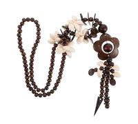 BESPORTBLE Collar De Caparazón Natural y Cuentas De Madera Bohemio Floral Hecho a Mano Colgante Largo Para Mujer Uso Diario Playa Estilo Étnico Marrón Natural
