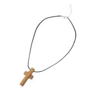 BESPORTBLE Collar de Cruz de Madera Natural Tallada a Mano Colgante Religioso para Hombre Dije Bíblico de Oración Accesorio de Fe Ajustable para Iglesia y Uso Diario