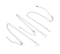 BESPORTBLE Collar De Sol, Luna y Estrellas Acero Inoxidable, Cadena De Clavícula, Diseño Creativo, 3 Piezas, Joyería Para Mujeres Ocasiones Obsequios