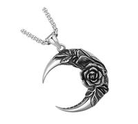 BESPORTBLE Collar Elegante Colgante de Luna y Rosa, Acero Inoxidable, Diseño Único, para Hombres, Uso Diario y Fiestas, Tamaño Estándar