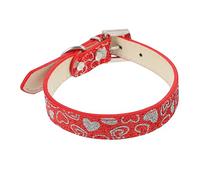 BESPORTBLE Collar para Perro Ajustable Diseño De Corazones Brillantes y Correa De Tracción para Mascotas Rojo