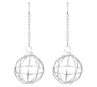 BESPORTBLE Comedero Colgante para Pollos de Acero Inoxidable, Soporte para Comedero de Aves de Corral Forma de Bola, 2 Piezas, Accesorio Práctico para Alimentación y Reducción de