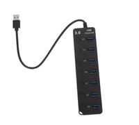 BESPORTBLE Concentrador USB de 7 Entradas Negro, ABS, Indicador LED y Sistema Plug and Play para Computadora Portátil y Pc