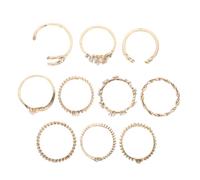 BESPORTBLE Conjunto De Anillos Para Mujer y Niña De Aleación, Diseño Luna y Estrella, 10 Piezas, Uso Diario y Fiestas, Tamaño Ajustable