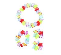 BESPORTBLE Conjunto De Falda Para Niñas - Vestido De Fiesta Hawaii Con Diadema Floral y Pulseras - Ideal Para Luau y Celebraciones De Verano