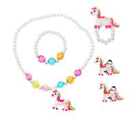 BESPORTBLE Conjunto De Joyas Infantil Unicornio Para Niñas, Collar, Pulsera, Pendientes y Anillo Blanco, Material Duradero, Adecuado Para Fiestas y Disfraces