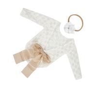 BESPORTBLE Conjunto para Recién Nacido de Verano 2 Piezas Mameluco Triangular Espalda Descubierta y Diadema Lazo de Encaje Accesorios para Fotografía de Bebés Niña Ropa Ligera y Elástica