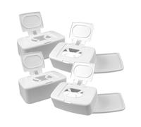 BESPORTBLE Contenedor de Toallitas Reutilizables Blanco de Plástico Pp, Portátil y Recargable, Diseño Simple para Habitación de Ñiño E Interior, Paquete de 4 Unidades