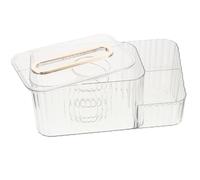 BESPORTBLE Contenedor Organizador Multifuncional para Control Remoto y Pañuelos, Caja de Abs Transparente Dorada, Compartimentos para Sala de Estar y Escritorio, Porta Pañuelos Moderno