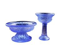 BESPORTBLE Copa de Ofrenda Budista de Vidrio para Doméstico, Diseño Patrones Auspiciosos, Base Alta, Color Brillante, Adecuado para Culto y Decoración del Templo, 2 Unidades