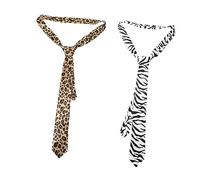 BESPORTBLE Corbata Animal Print De Leopardo - Diseño Estrecho Para Hombre y Mujer - 2 Piezas Ideal Para Bodas Fiestas y Ocasiones Especiales