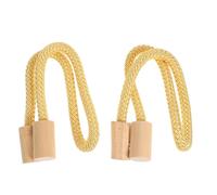 BESPORTBLE Correas Magnéticas para Cortinas 2 Piezas, Estilo Europeo de Madera Redonda, Sujetacortinas Prácticas Doradas, Accesorios para Cortinas en Sala, Dormitorio y Oficina