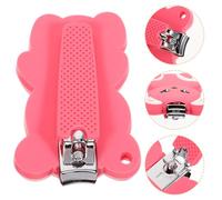 BESPORTBLE Cortauñas para Bebés Funda de Silicona Recortador Manual para Pequeños Tamaño Compacto Color Rosa Diseño de Oso Herramienta Segura para Cuidado de Uñas Infantiles