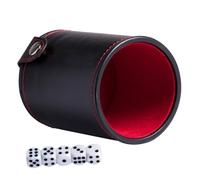 BESPORTBLE Cubilete De Dados De Cuero Profesional para Adultos Tamaño Mediano Doble Tapa Compartimento Set De Dados y Vaso para Juegos De Mesa y Entretenimiento En Clubes 1 Cubilete