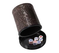 BESPORTBLE Cubilete Profesional De Dados Con Soporte Para Juegos De Mesa y Karaoke, Tamaño Compacto, Material Resistente, Detallado Diseño De Patrón Egipcio, Adecuado Para Fiestas y Reuniones Sociales