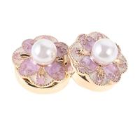 BESPORTBLE Cubrebotones de Joyería Flores Vintage para Mujer, Gemelos Decorativos Esmaltados en Rosa Claro Perlas de 1.5 Cm, Accesorios Elegantes para Camisa en Eventos y Oficina