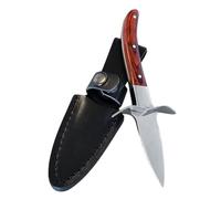 BESPORTBLE Cuchillo para Abrir Ostras Acero Inoxidable con Mango de Madera Color Natural Protector de Mano Antideslizante Herramienta para Mariscos Cocina Profesional