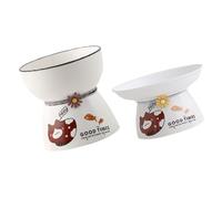 BESPORTBLE Cuenco De Porcelana De 2 Piezas Cuenco Alto De Grano Comedero para Gatos con Microchip Cuencos Inclinados para Gatos Cuencos Elevados para Comida Y Agua Cuencos Elevados para