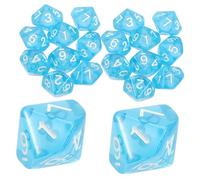 BESPORTBLE Dados Transparentes De 10 Caras 0-9 para Juegos De Mesa y Aula, Acrílico Azul Claro, Set De 20 Unidades para Matemáticas y Entretenimiento Educativo