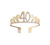 BESPORTBLE De Cumpleaños Tiara De De Imitación Diadema Dorada Para Bailarina Peineta De Cristal Para Mujer 40 Cumpleaños Oro