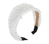 BESPORTBLE de princesa perla Diademas anchas para mujeres Diademas acolchadas para mujeres lentejuela brillo del cabello Diadema de dama de honor diadema de perlas blancas Malla