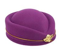 BESPORTBLE decoración de vestuario de asistente de vuelo Sombrero de cosplay para departamento tapa pastillero sombrero decoración boina de azafata sombrero de azafata de lana Púrpura