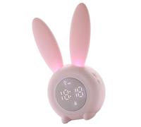 BESPORTBLE Despertador Pequeño con Luz LED Nocturna Forma de Orejas de Conejo Función de Regresiva y Suspensión Batería Recargable USB Diseño Magnético Colgante Color Rosa para Dormitorio