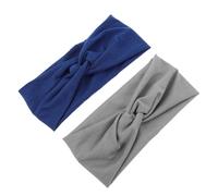 BESPORTBLE Diadema Deportiva Ancha Antideslizante para Fitness y Running, 2 Piezas en Gris Claro y Azul, Banda Elástica Transpirable para Mujeres