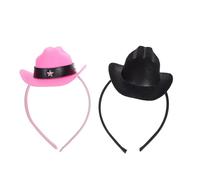 BESPORTBLE Diadema Mini Sombrero de Copa Negra Brillante y Rosa con Cinturón Accesorio de Fiesta para Mujer Tocado Vintage para Eventos Temáticos y Disfraces de Estilo Occidental 2 Piezas