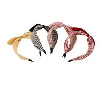 BESPORTBLE Diademas de Moda para Mujer y Niñas 4 Piezas Lazo Grande Bandas Anchas de Tela a Cuadros Negro Rojo Amarillo y Rosa Cómodas y Decorativas para Uso Diario y Eventos Obsequios