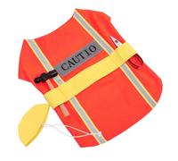 BESPORTBLE Disfraz de Ingeniero para Perro Talla S Color Naranja Chaleco Ajustable con Sombrero Ropa de Cosplay para Mascotas de 2-3 Kg Adecuado para Halloween y Fiestas Temáticas