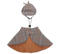 BESPORTBLE Disfraz para Gato Detective M Capa y Sombrero de Poliéster Conjunto de Accesorios para Fiestas Juegos de rol y Sesiones de Fotos