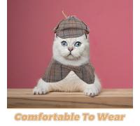 BESPORTBLE Disfraz para Gato Detective M Capa y Sombrero de Poliéster Suave Conjunto de Accesorios para Fiestas Juegos de rol y Sesiones de Fotos