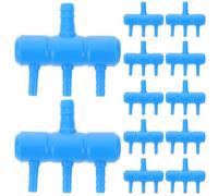BESPORTBLE Distribuidor de Bomba de Aire para Acuario (20 Unidades, 4 Salidas, 8 mm a 4 mm), válvula de Palanca de Control de Flujo, Conector de Tubo de Aire para difusor de pecera, Color Azul