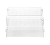 BESPORTBLE Estantería Transparente de Escritorio, 3 Niveles, Plástico | Frontal, Bordes Redondeados y Altura Baja, para Guardado Ordenado en Despachos y Salas de Juego